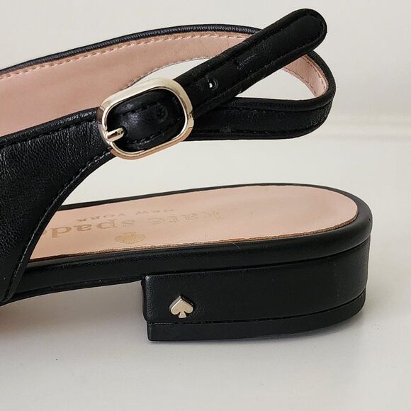 NWT Kate Spade Slingback Flat (6) Veranda, Black Leather - Picture 4 of 10